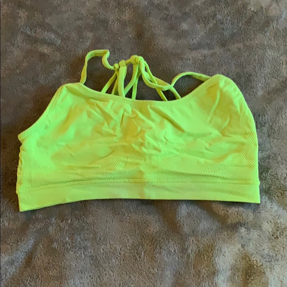 Neon yellow sports bra
